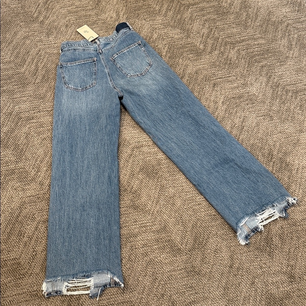 Sincerely Jules Distressed Blue High Rise Straight Jeans (3/26) - Picture 4 of 7